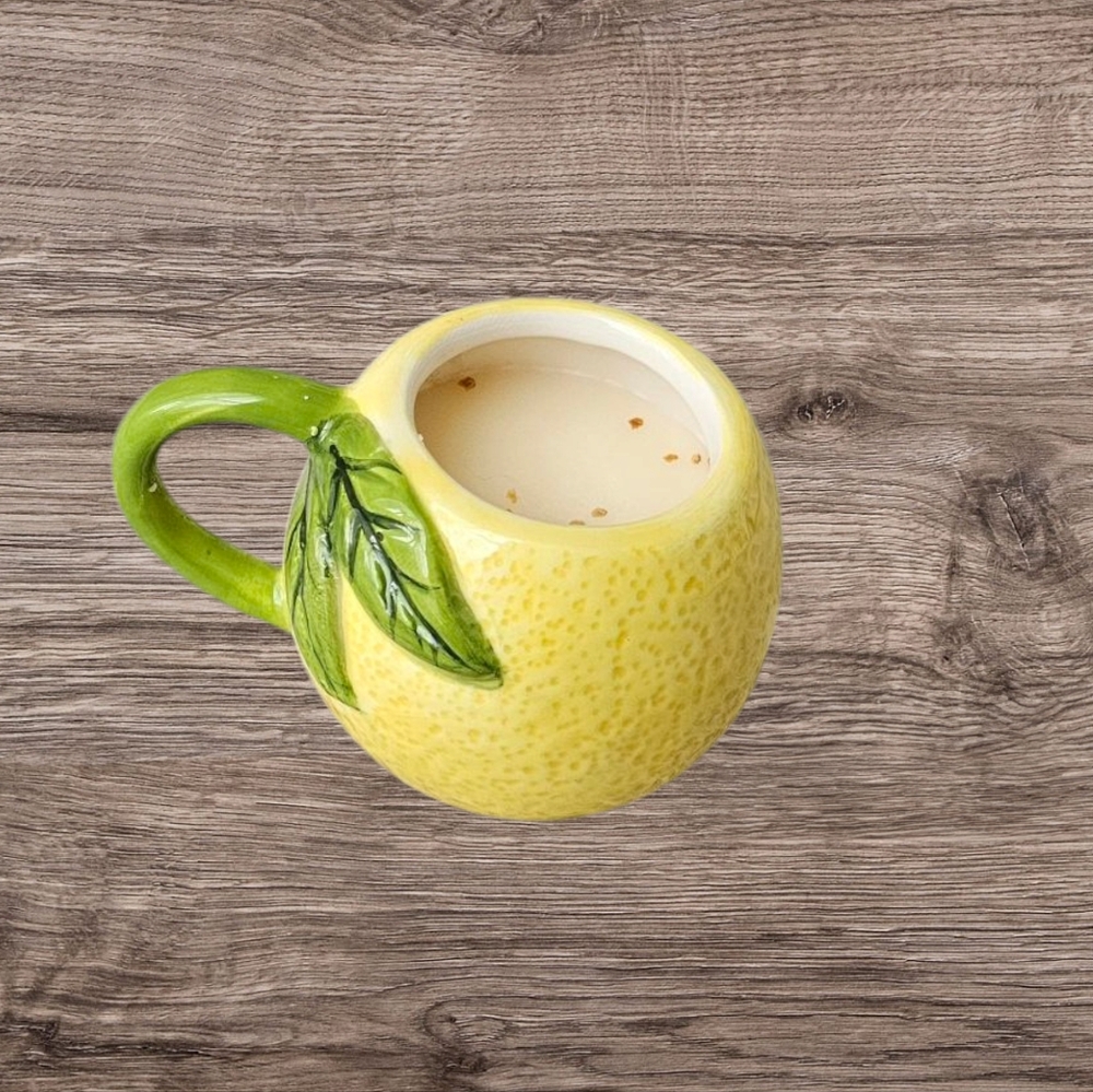 Handpoured Lemon Wax Melt In Lemon Shaped Mug